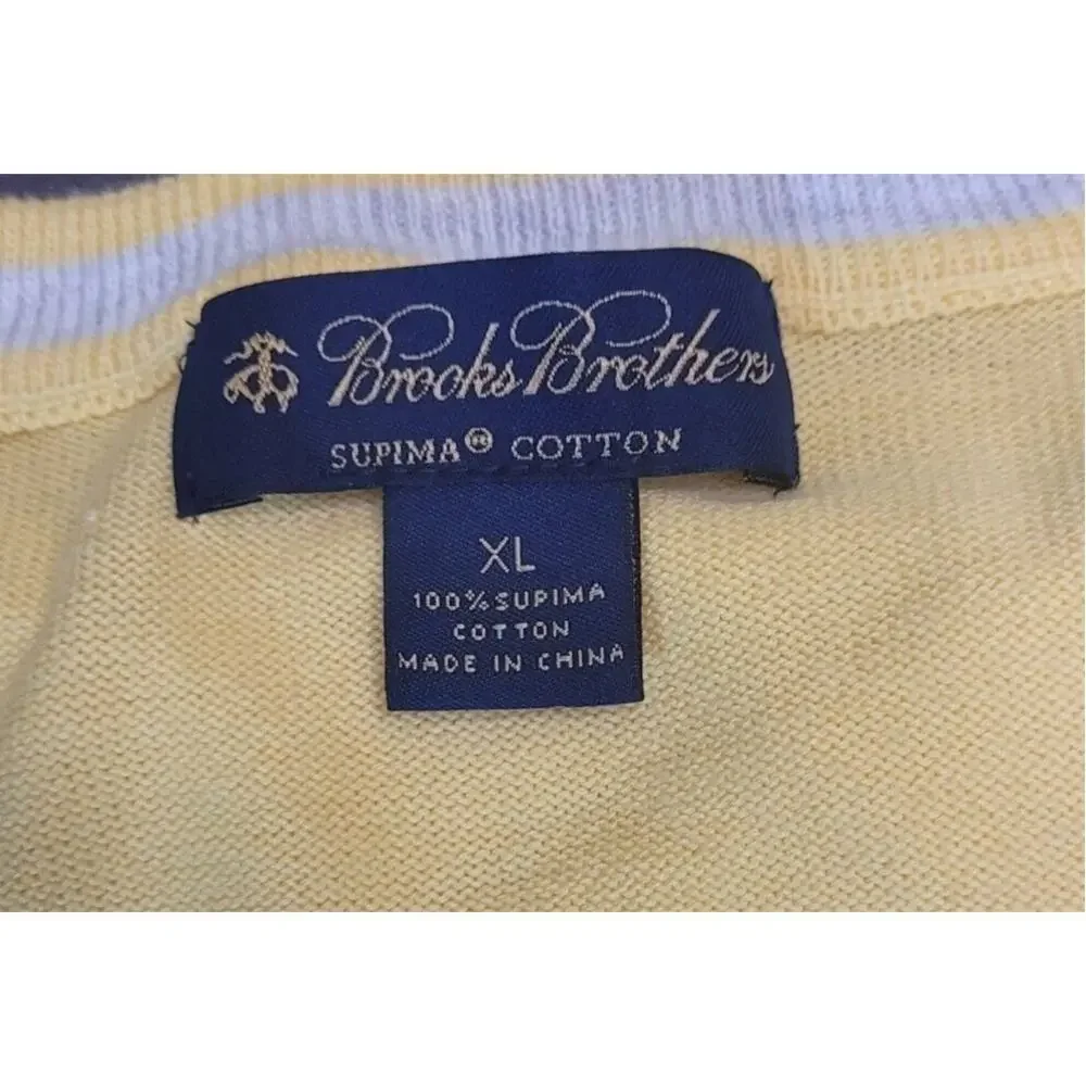 Brooks Brothers Supima Sweater XL Yellow Preppy Golf Luxe
